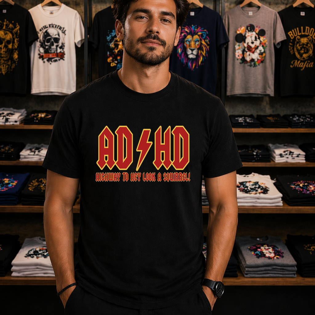 AD/HD Highway to Hey Look a Squirrel Funny Tee