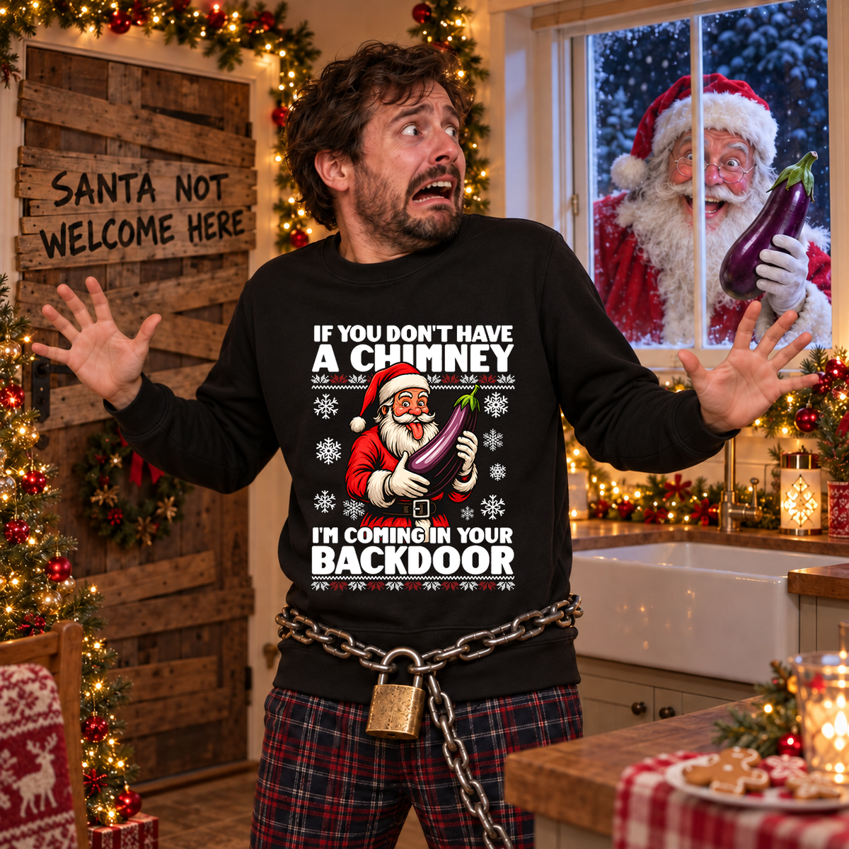 Back Door - Funny Christmas Jumper