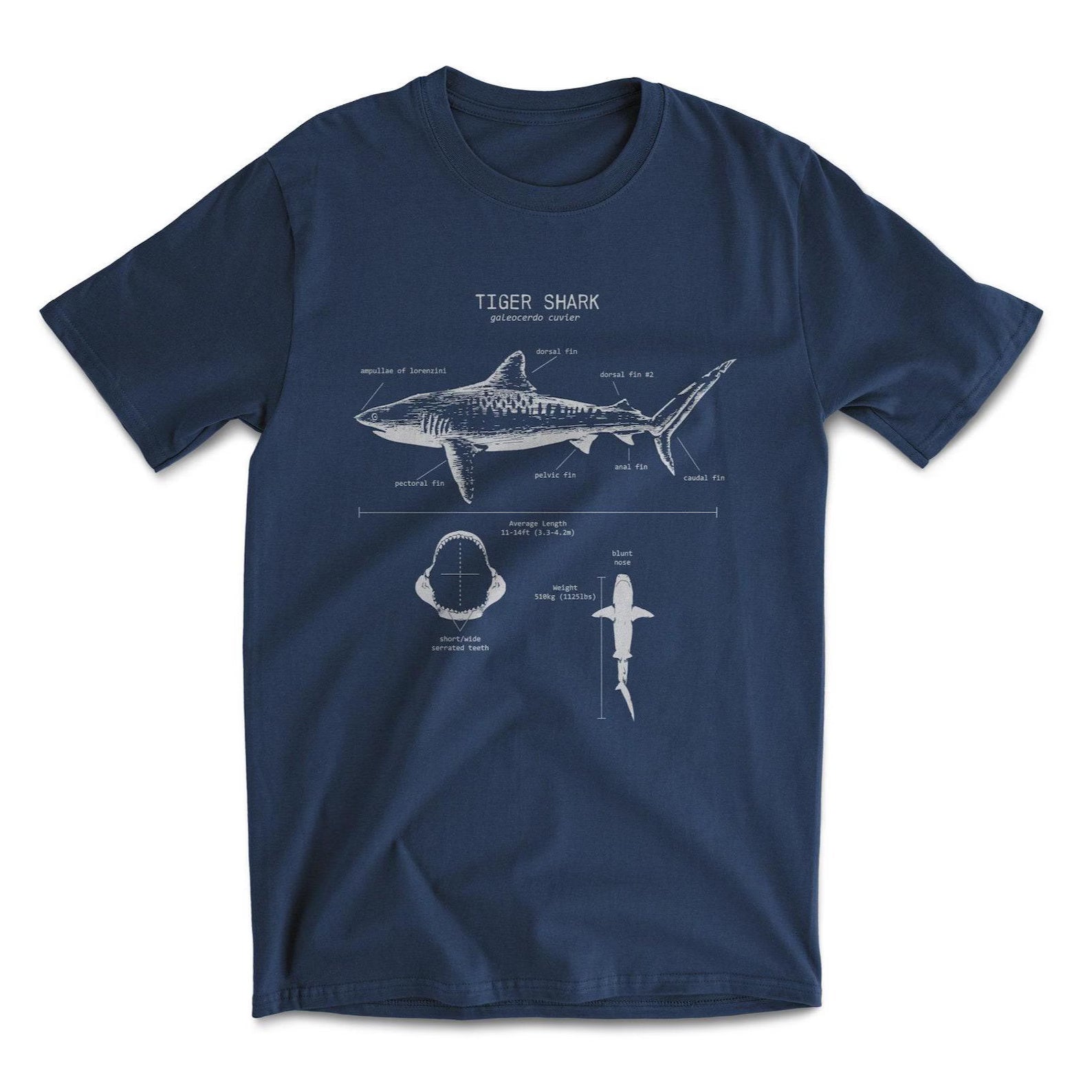 Tiger Shark Anatomy Diagram T-Shirt