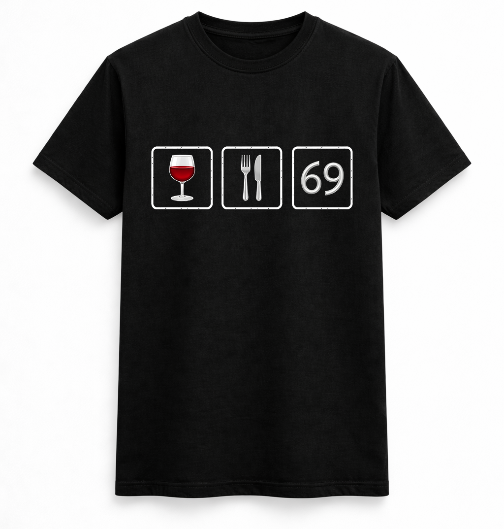 Wine, Dine & 69 Emoji Rebus Tee