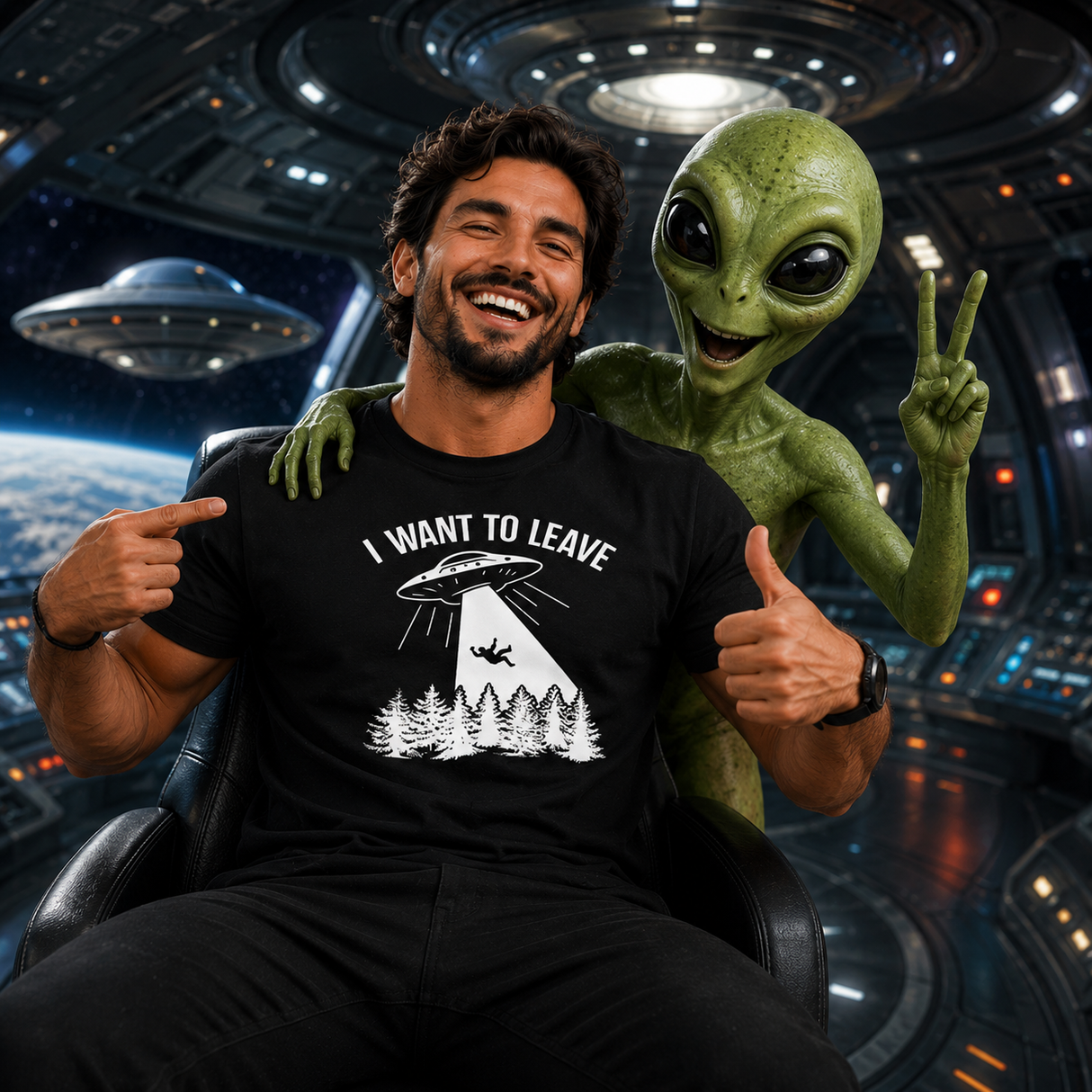 I Want to Leave UFO Abduction Funny Tee
