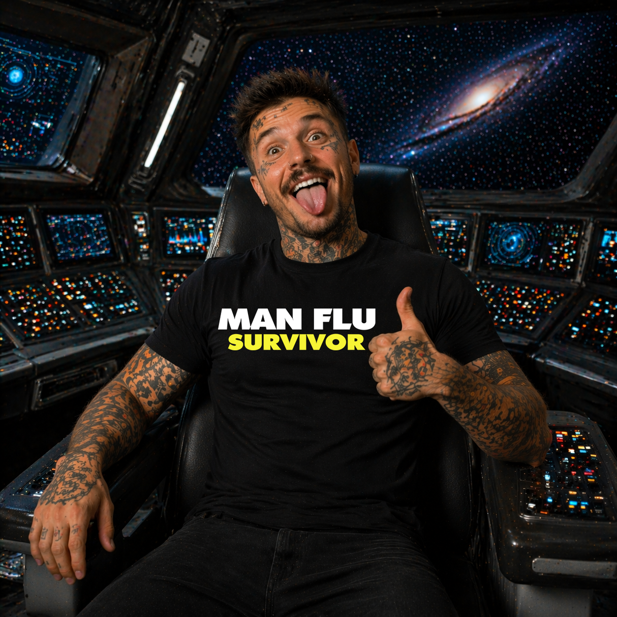 Man Flu Survivor Funny Slogan Graphic Tee
