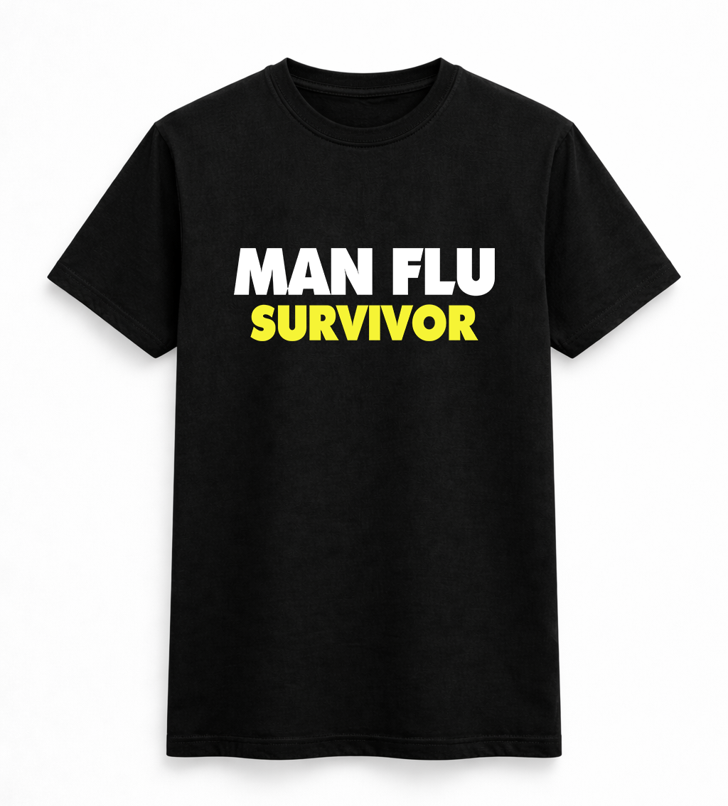 Man Flu Survivor Funny Slogan Graphic Tee