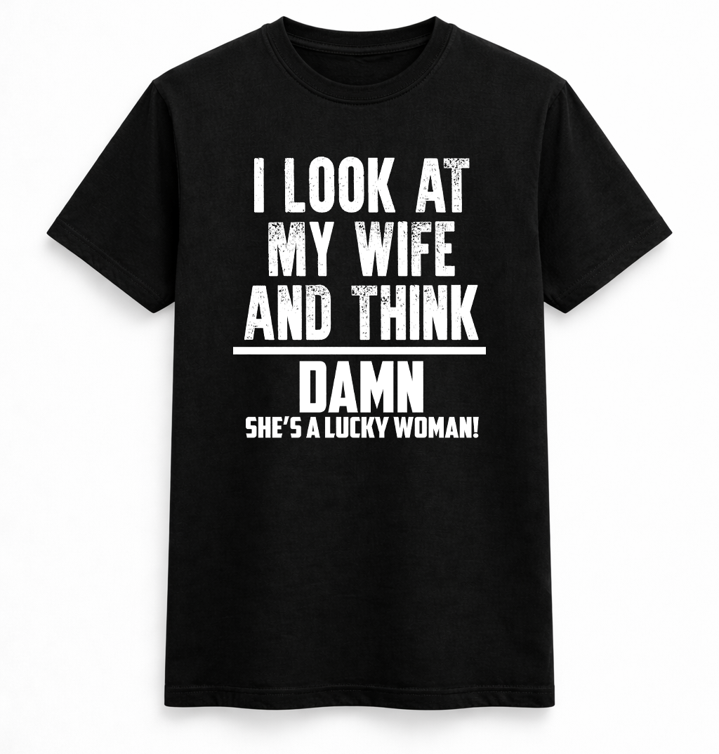 She’s a Lucky Woman Funny Husband Tee