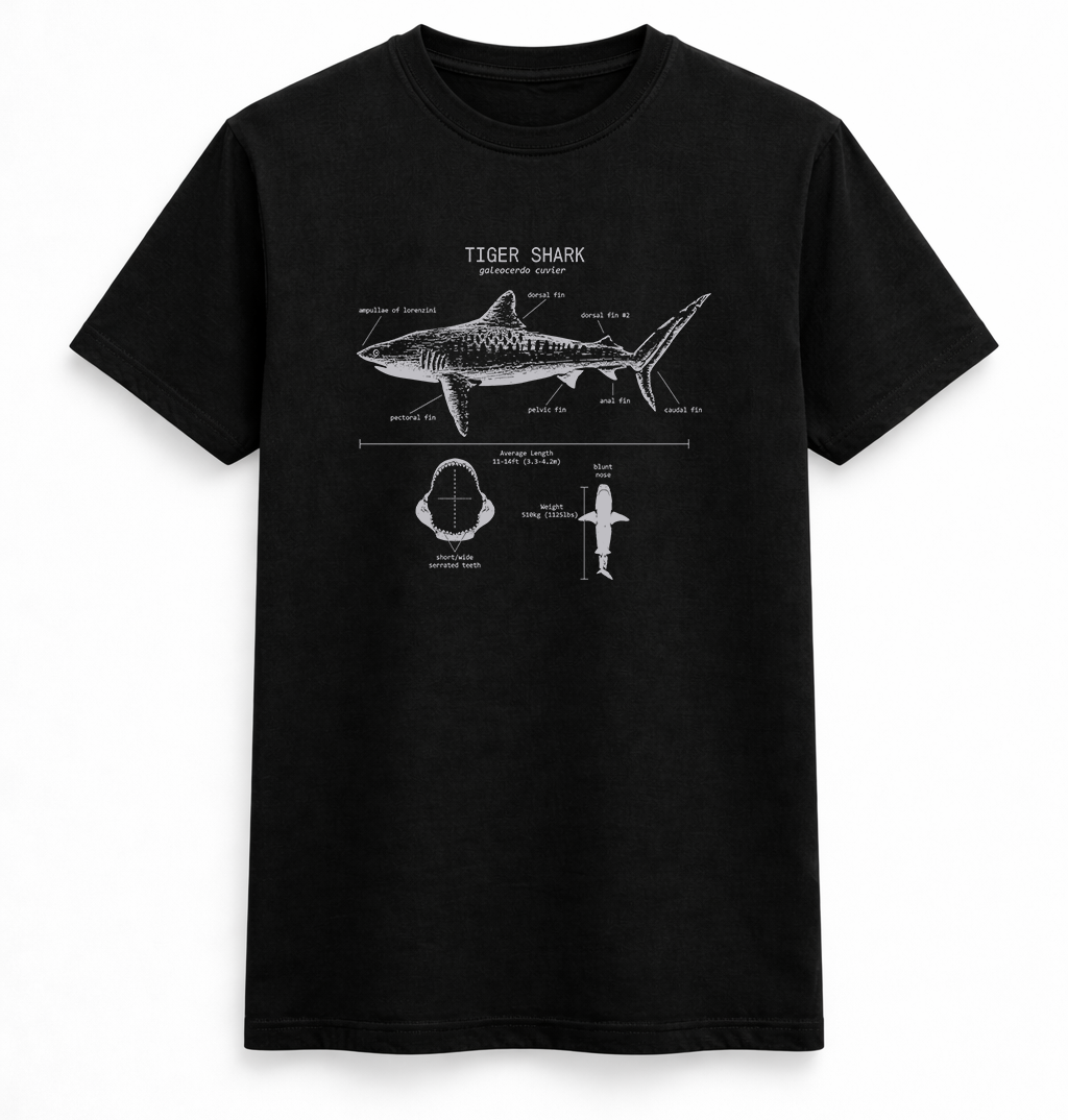 Tiger Shark Anatomy Diagram T-Shirt