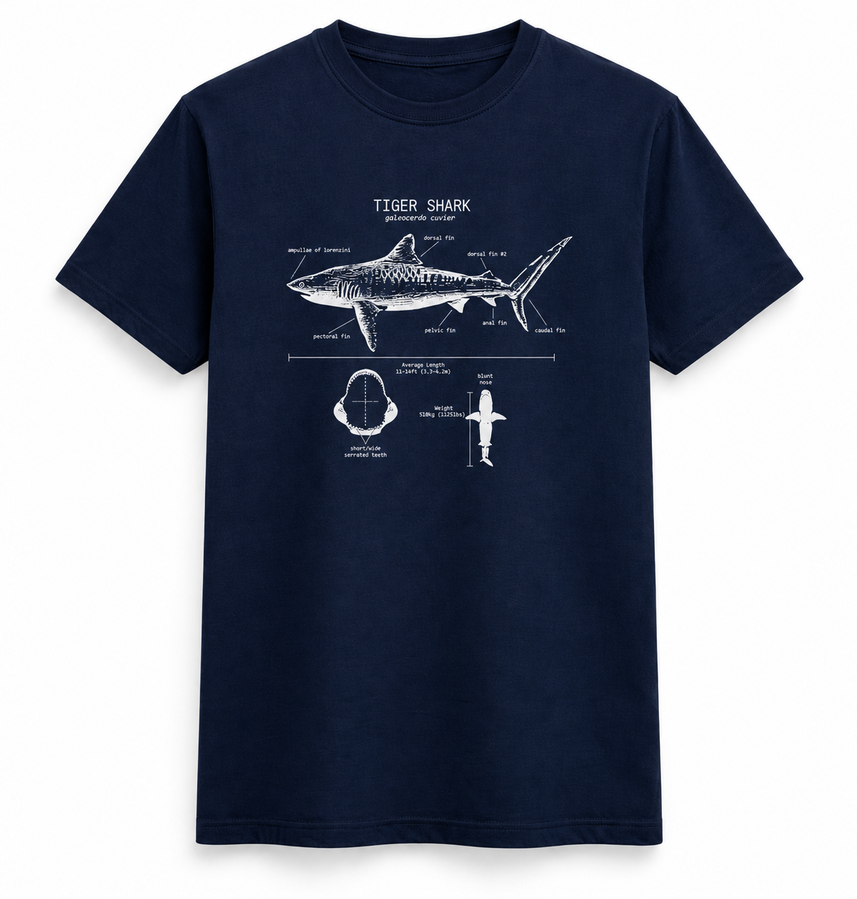 Tiger Shark Anatomy Diagram T-Shirt