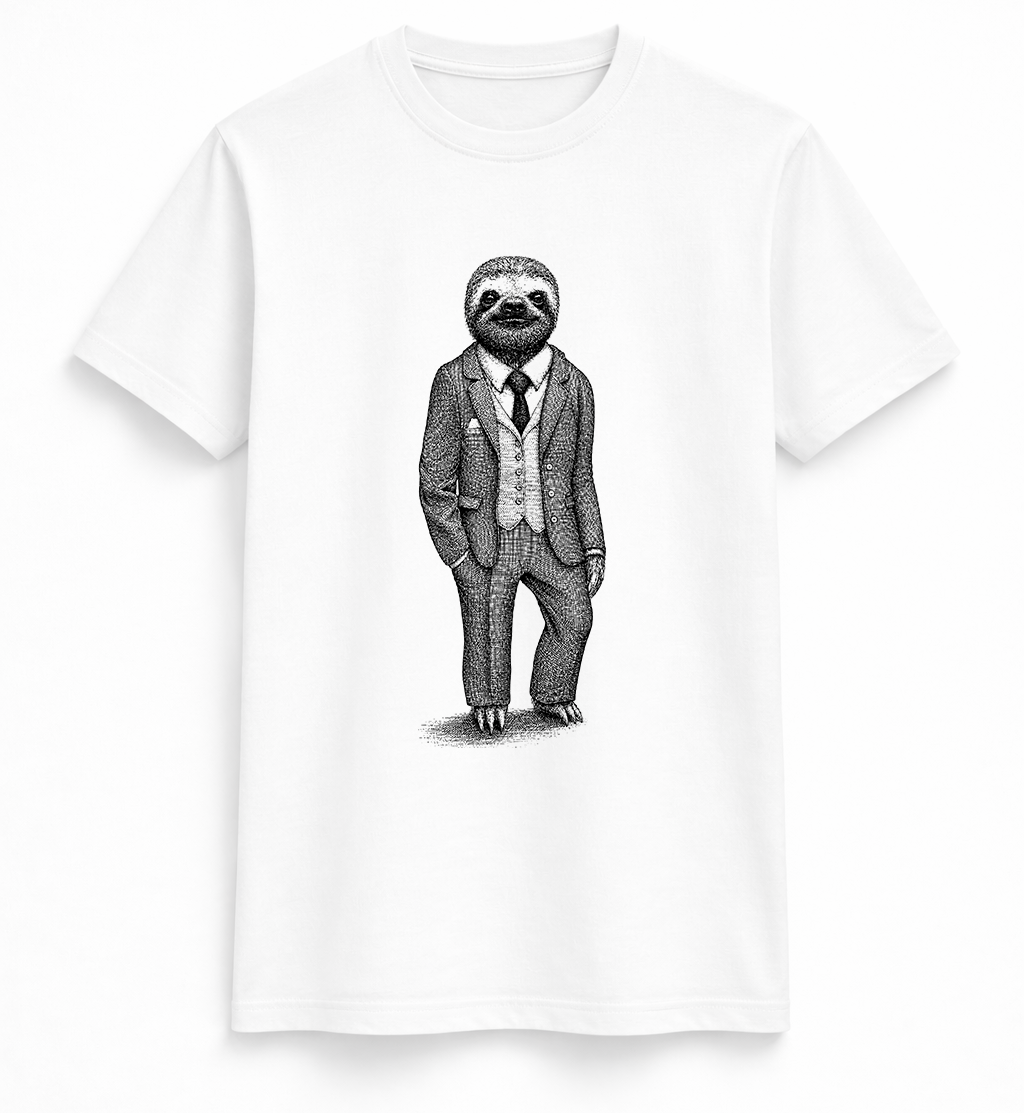 Dapper Sloth Suit Funny Graphic Tee