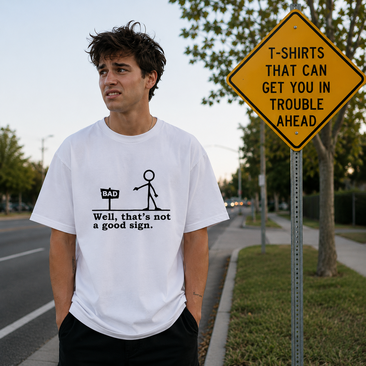 Not a Good Sign Stick Figure Tee