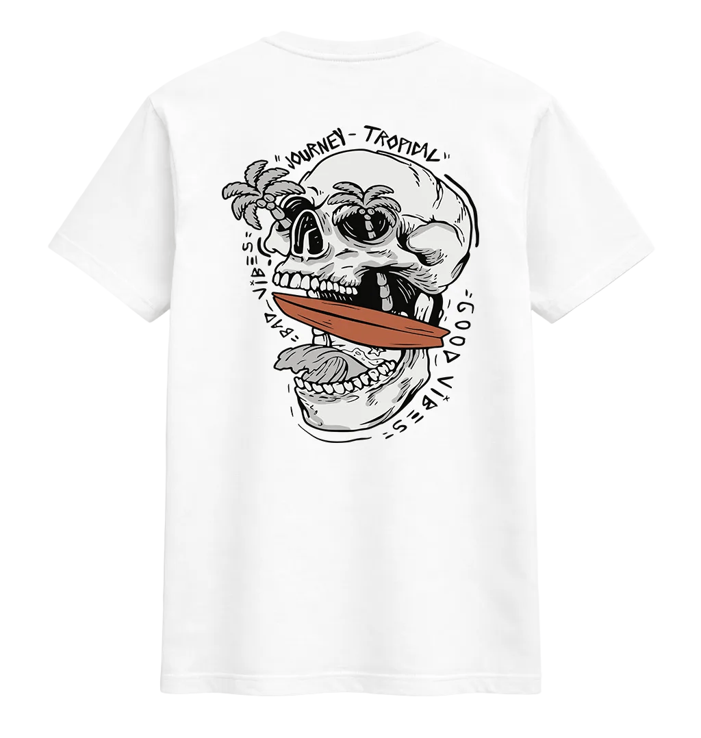 Tropical Skull Surf Vibes Graphic Tee