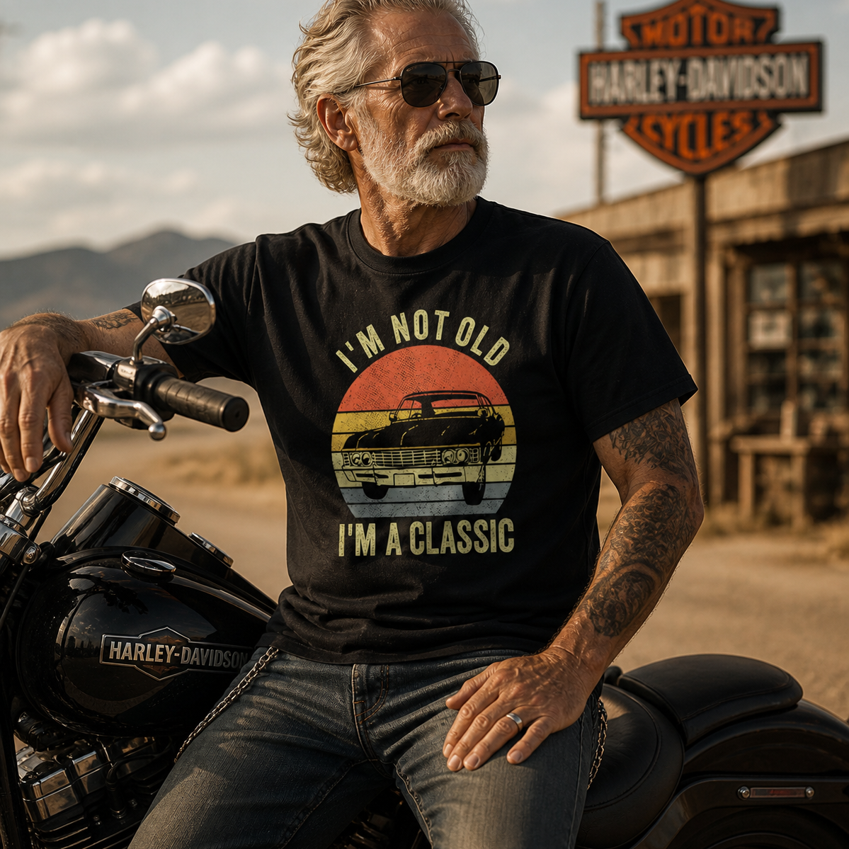 Classic Car Vintage Sunset Tee