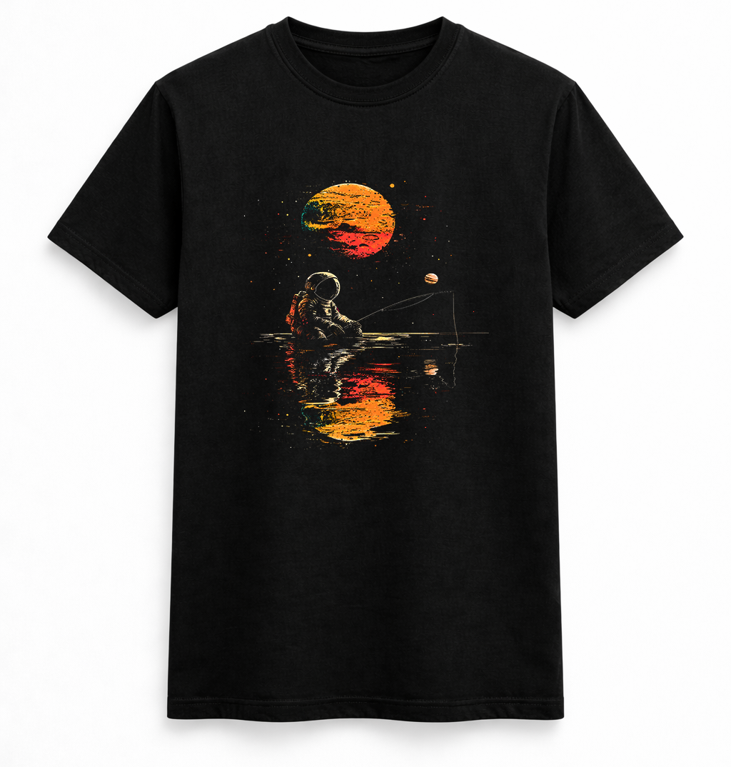 Astronaut Fishing in Space Graphic T-Shirt