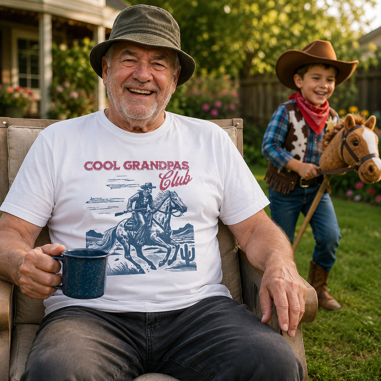 Cool Grandpas Club Western Cowboy Graphic Tee