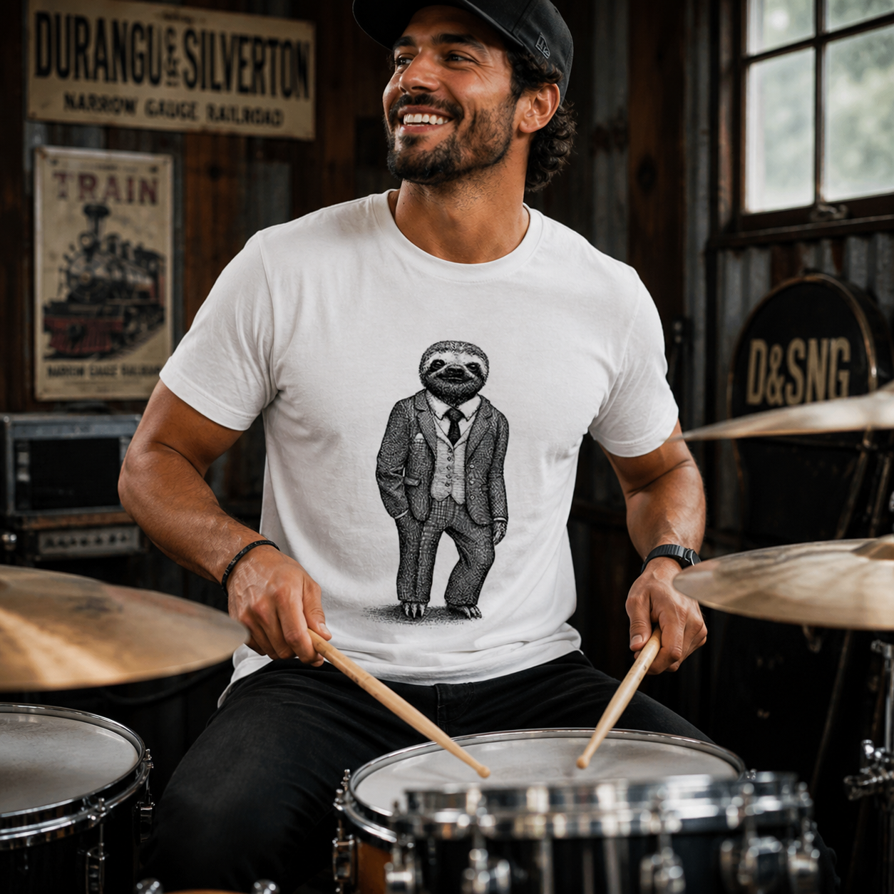 Dapper Sloth Suit Funny Graphic T-Shirt
