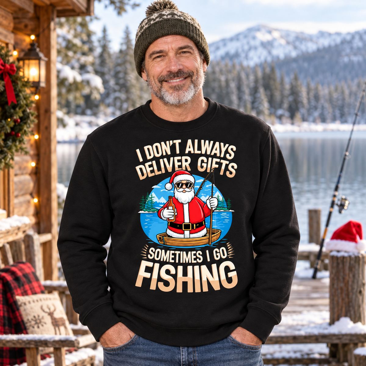 Sometimes I Go Fishing- Funny Christmas Jumper