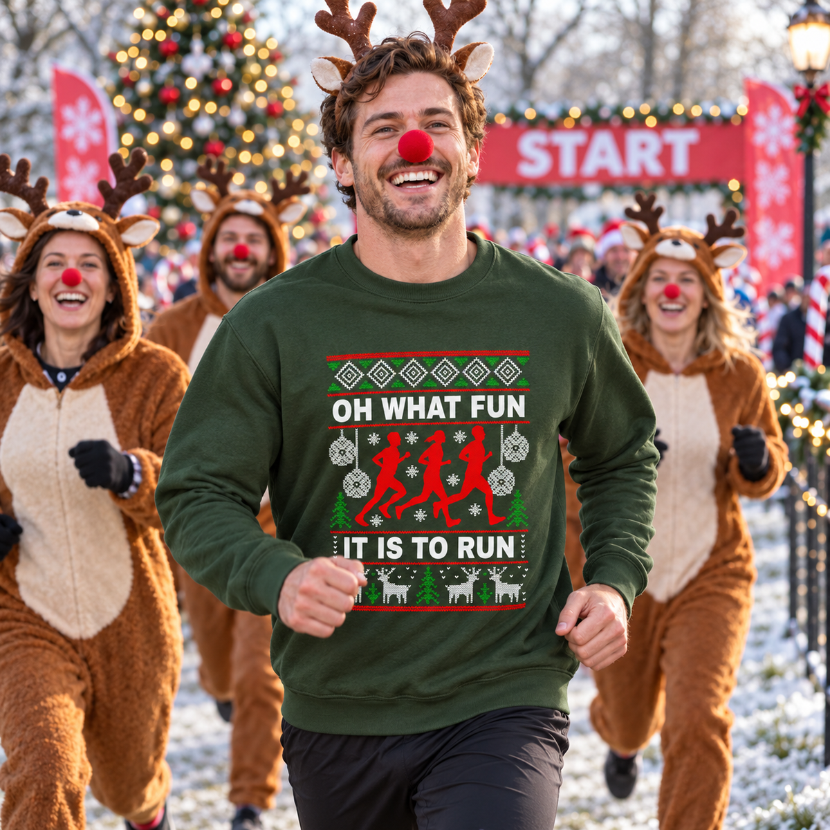 Oh What Fun It Is To Run - Funny Christmas Jumper