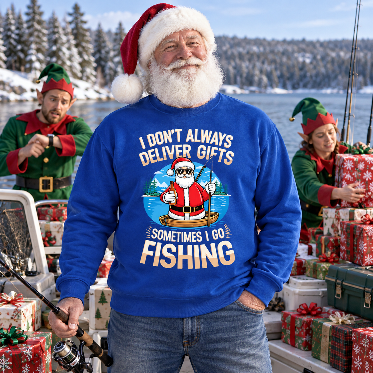 Sometimes I Go Fishing- Funny Christmas Jumper