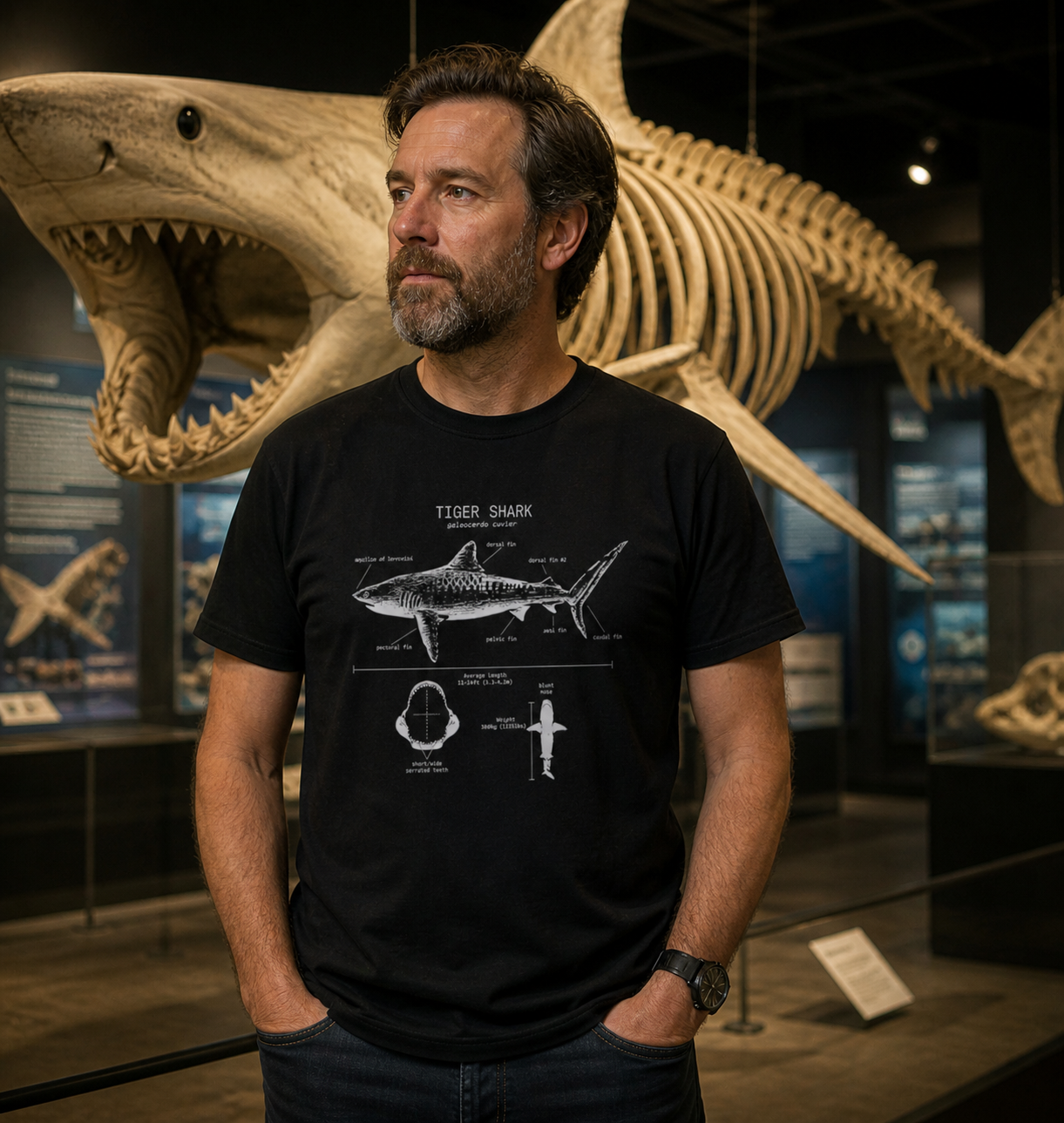 Tiger Shark Anatomy Diagram T-Shirt
