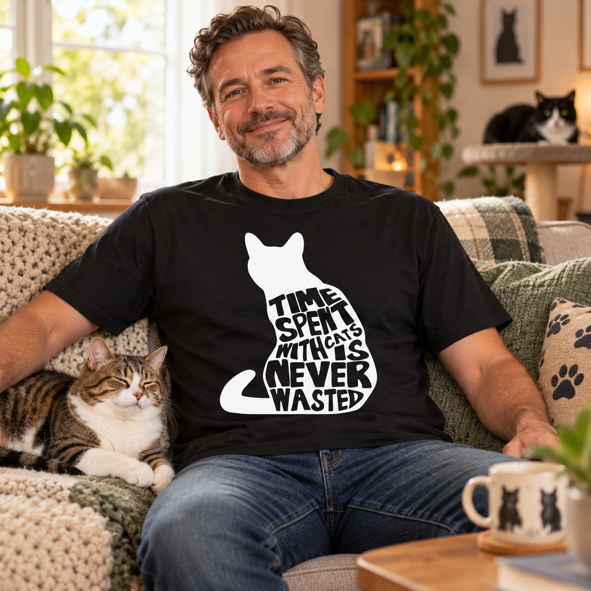 Time Spent With Cats is Never Wasted T Shirt