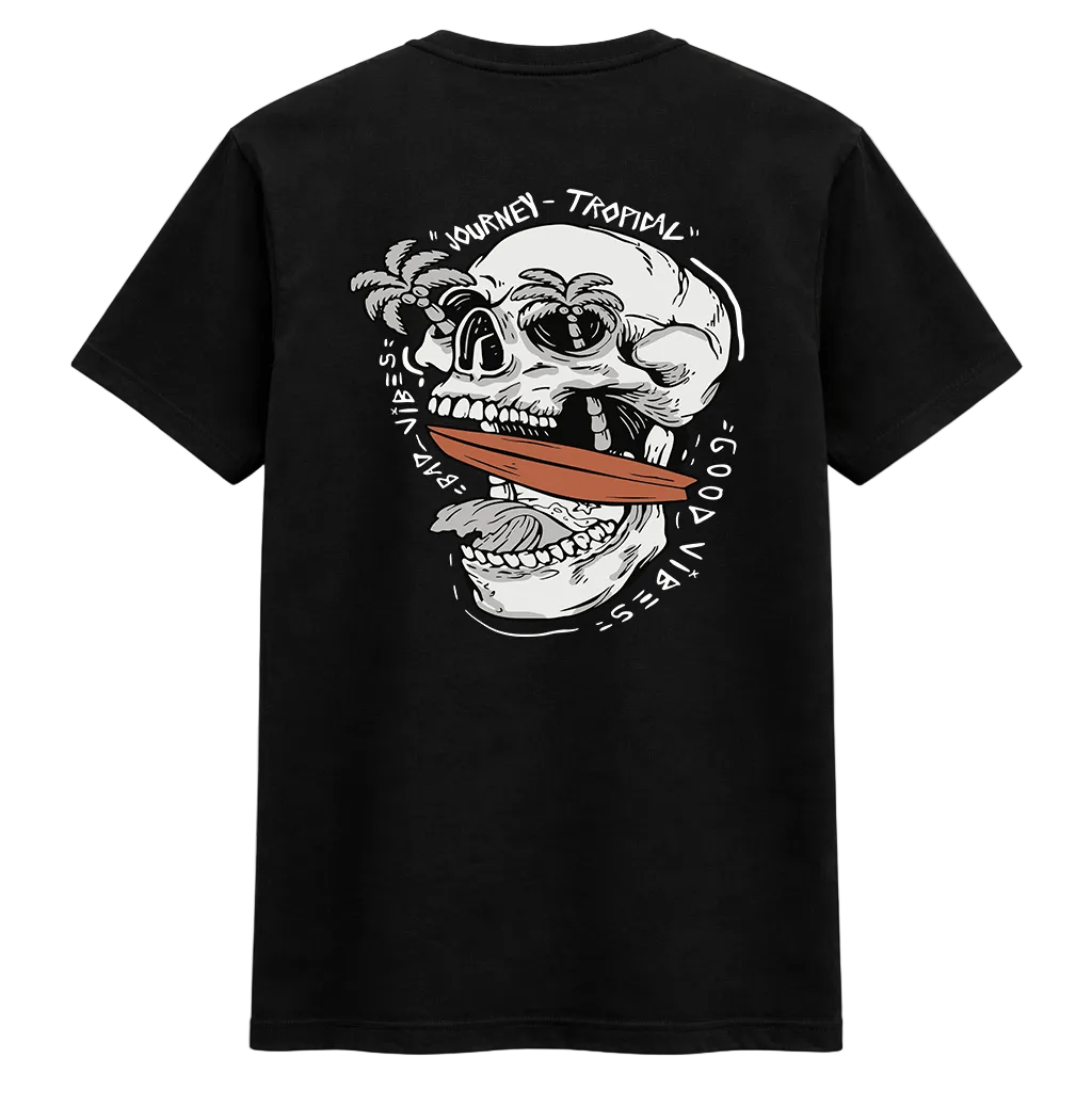 Tropical Skull Surf Vibes Graphic Tee