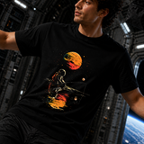 Astronaut Fishing in Space Graphic Tee