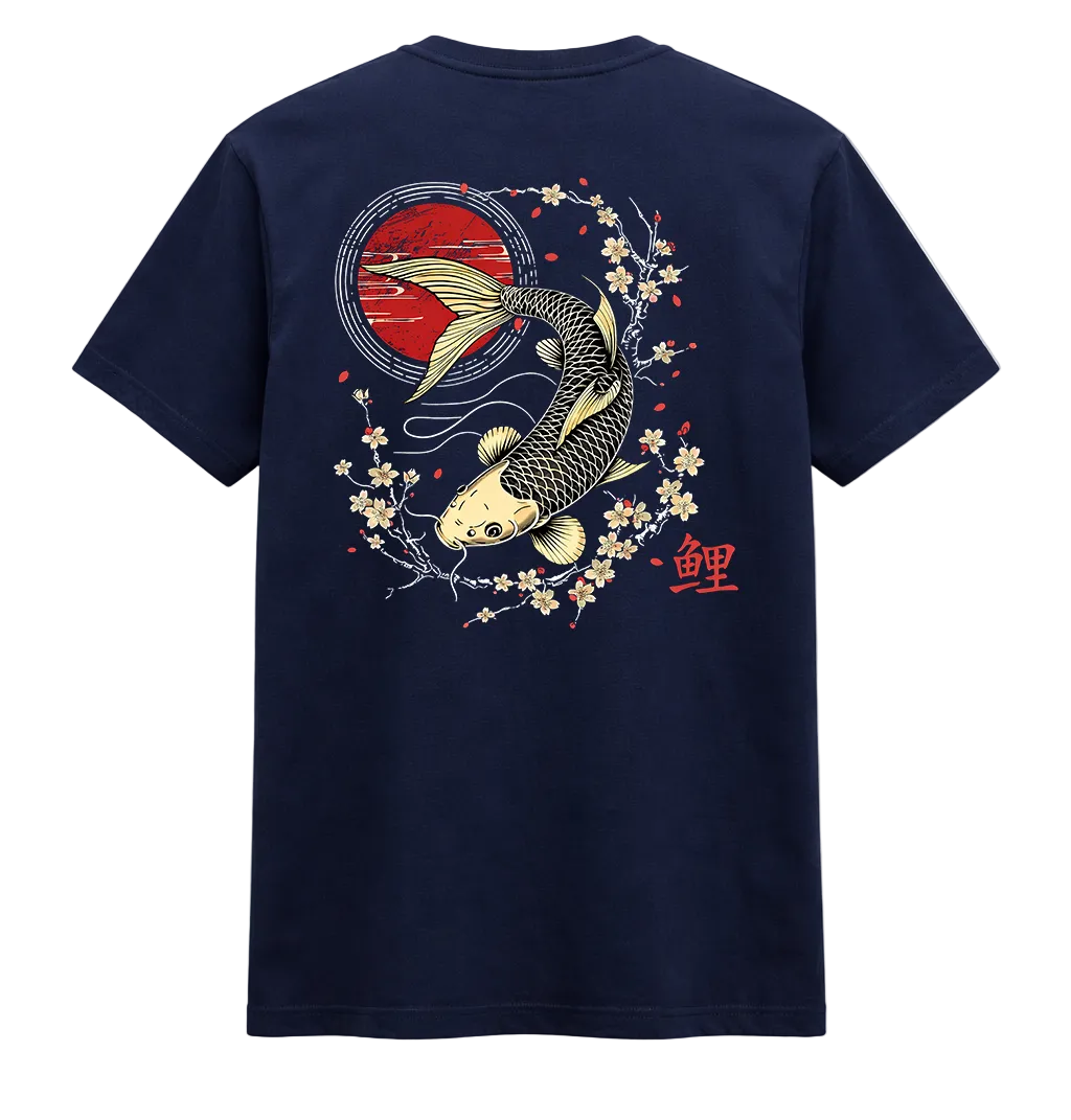 Golden Koi Sakura Wave Graphic Tee