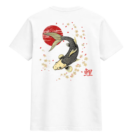 Golden Koi Sakura Wave Graphic Tee