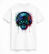 Neon Pulse Skull Headphones Tee