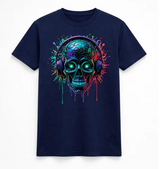 Neon Pulse Skull Headphones Tee
