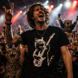 Rocking Cat Guitar Graphic T-Shirt