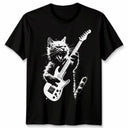 Rocking Cat Guitar Graphic T-Shirt