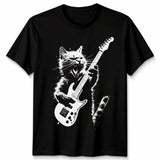 Rocking Cat Guitar Graphic T-Shirt