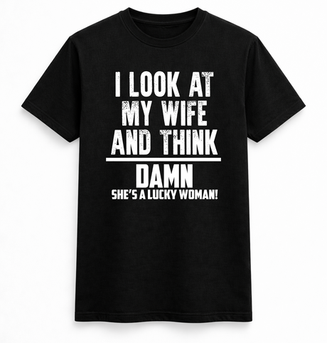 She’s a Lucky Woman Funny Husband Tee