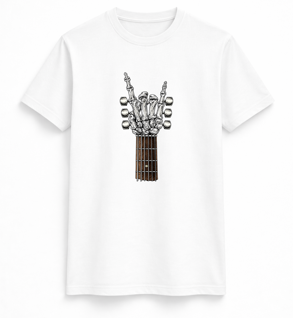 Skeleton Rock Hand Guitar Graphic Tee