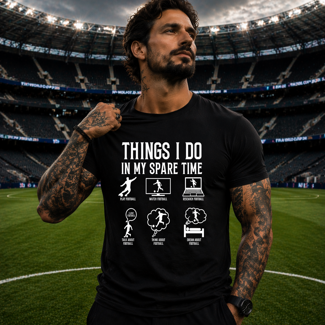 Things I Do in My Spare Time Football Graphic Tee