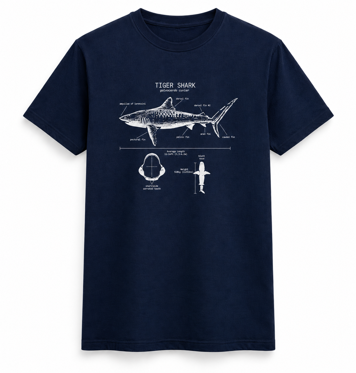 Tiger Shark Anatomy Diagram T-Shirt