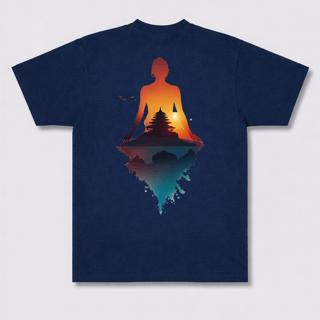 Zen Sunset Meditation Graphic Tee