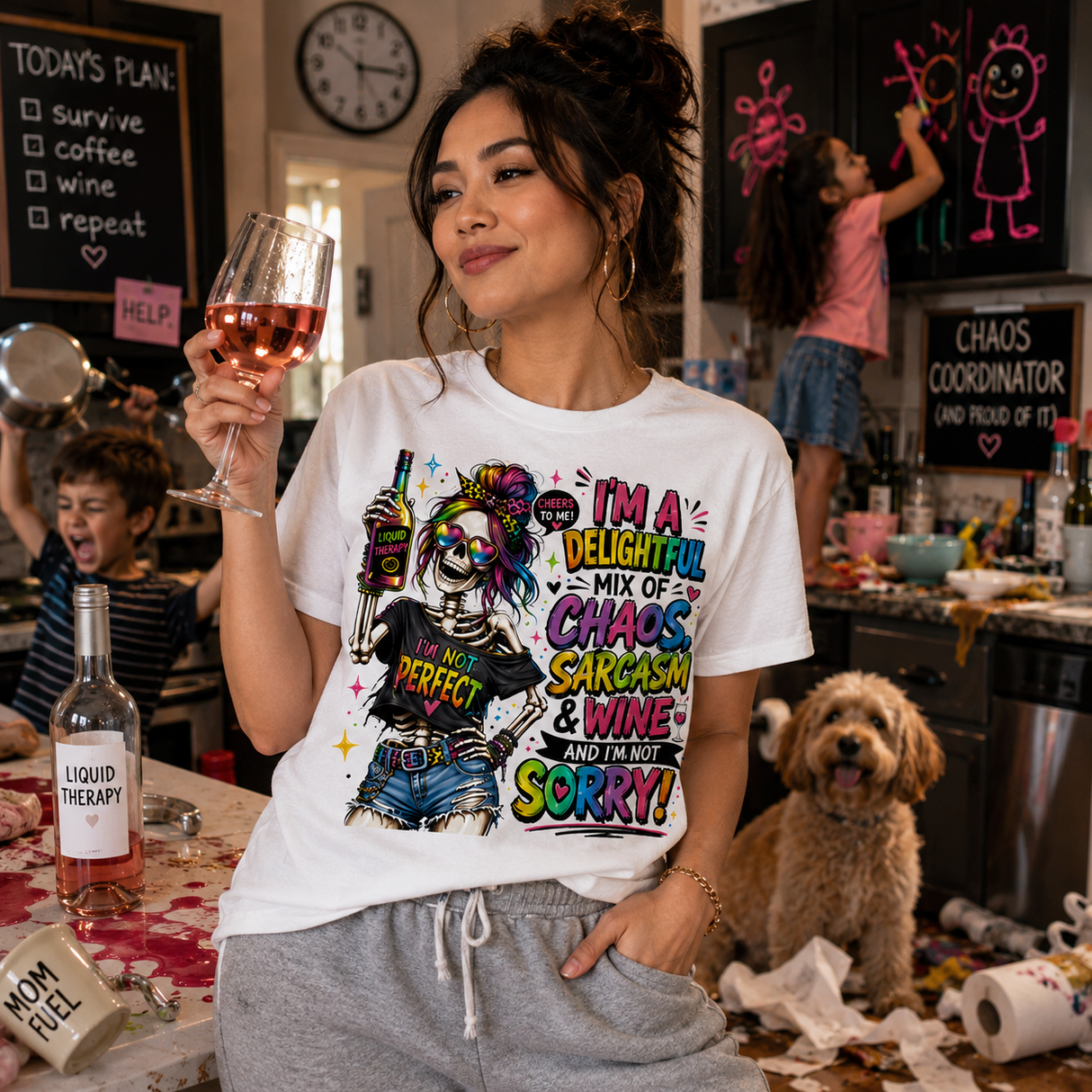 Chaos With Sarcasm & Wine Tee