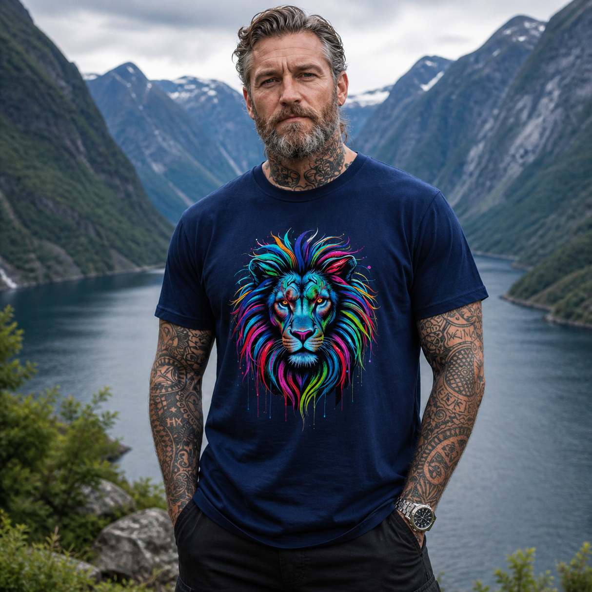 Neon Apex Lion Graphic Tee