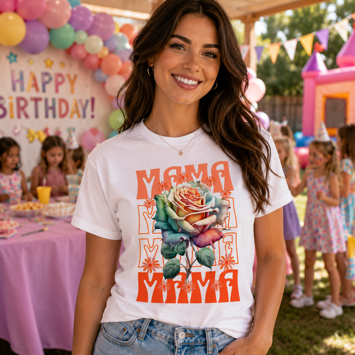 Retro Floral Mama Rose Tee